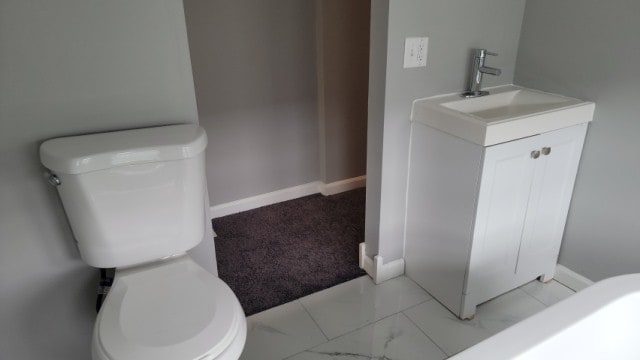 bathroom with vanity and toilet