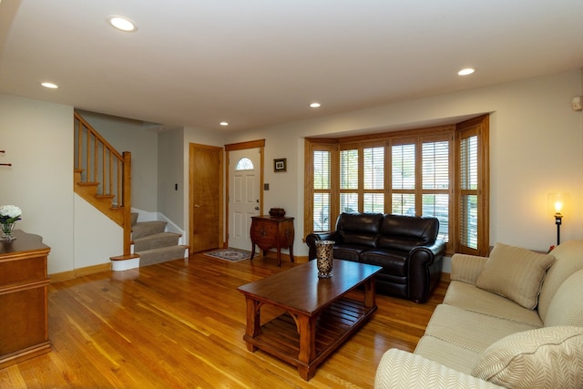 living room with hardwood / wood-style flooring