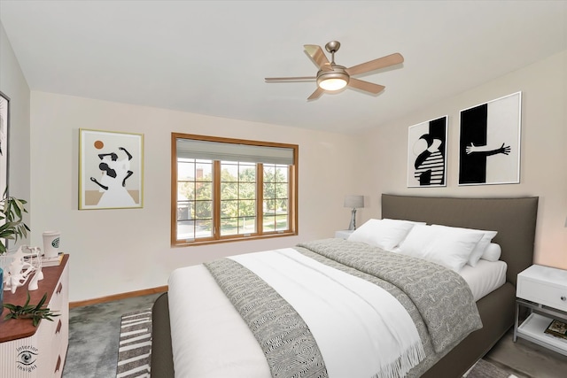 bedroom with carpet and ceiling fan