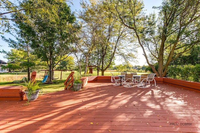 deck with a playground