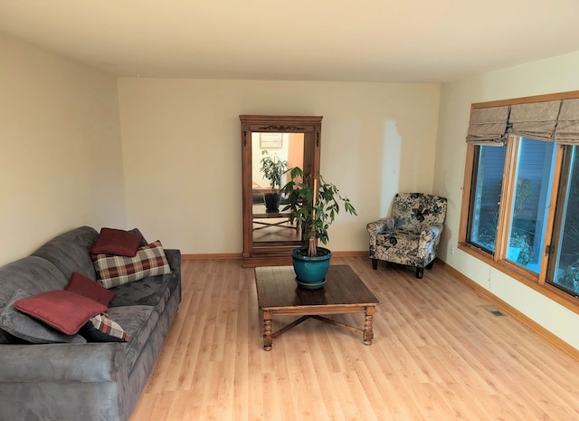 living room with light wood-type flooring