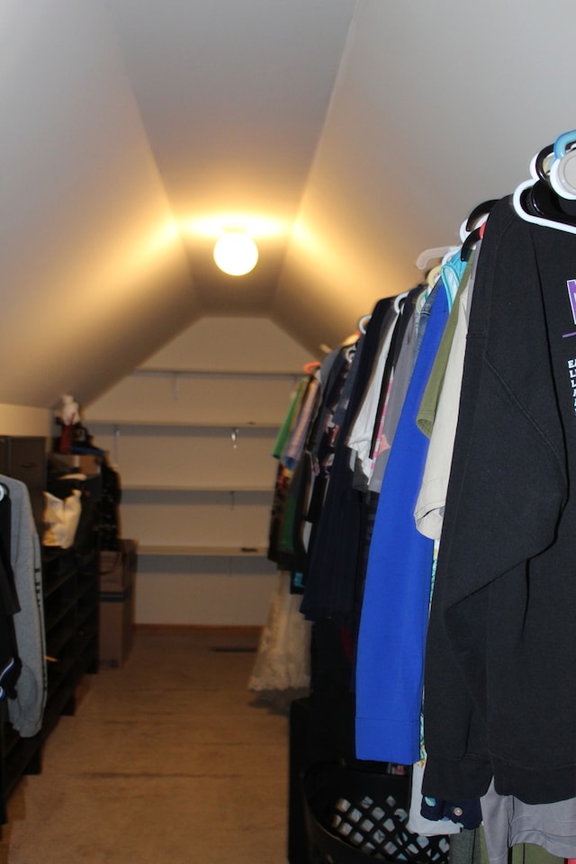 spacious closet with lofted ceiling