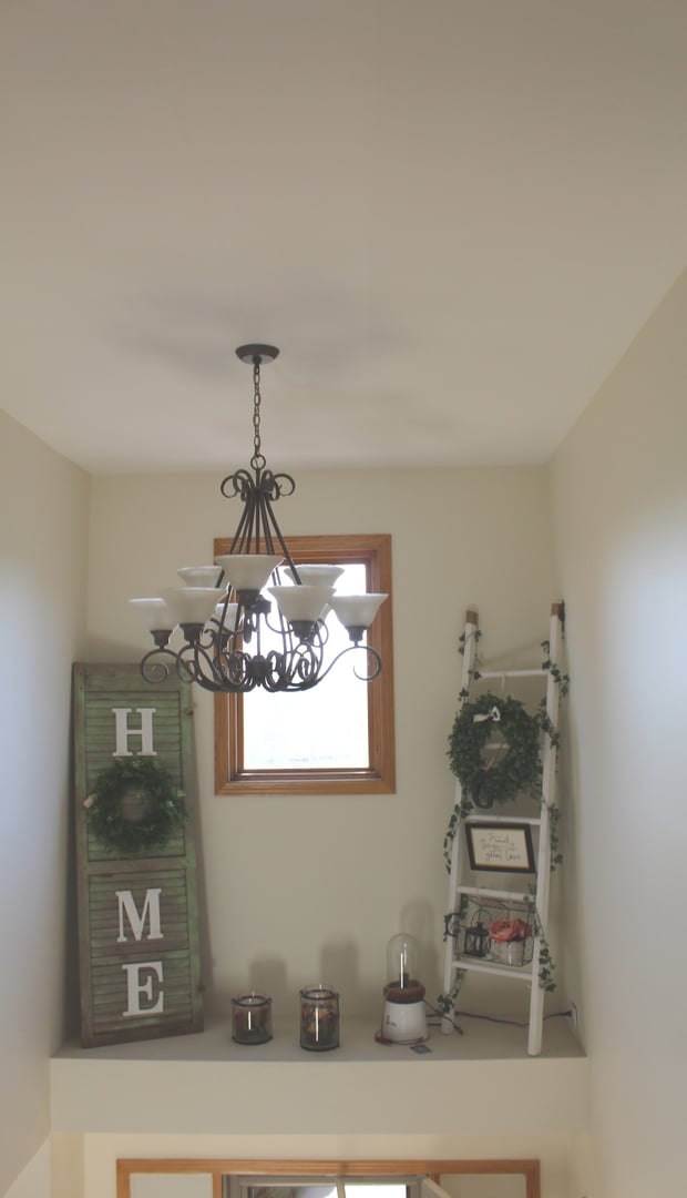 interior details with a chandelier