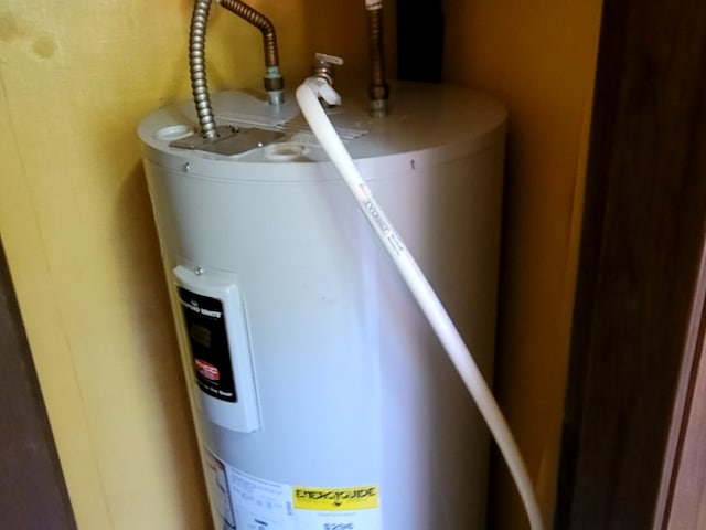 utility room featuring water heater