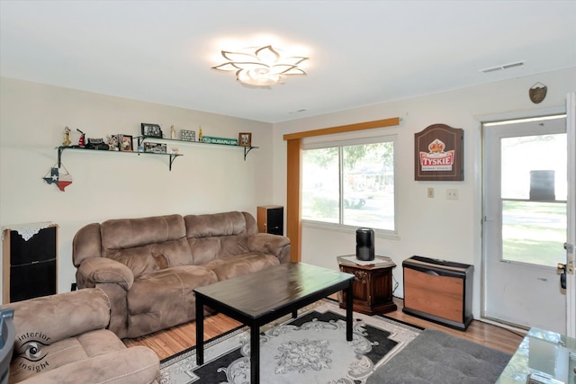 living room featuring light wood-type flooring