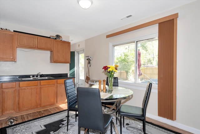 kitchen featuring sink and light hardwood / wood-style flooring