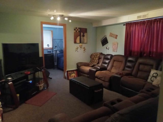 living room featuring carpet floors