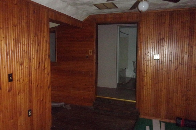 corridor with wooden walls