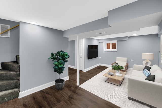 living room featuring wood-type flooring