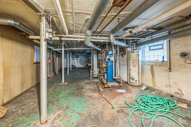 basement with water heater