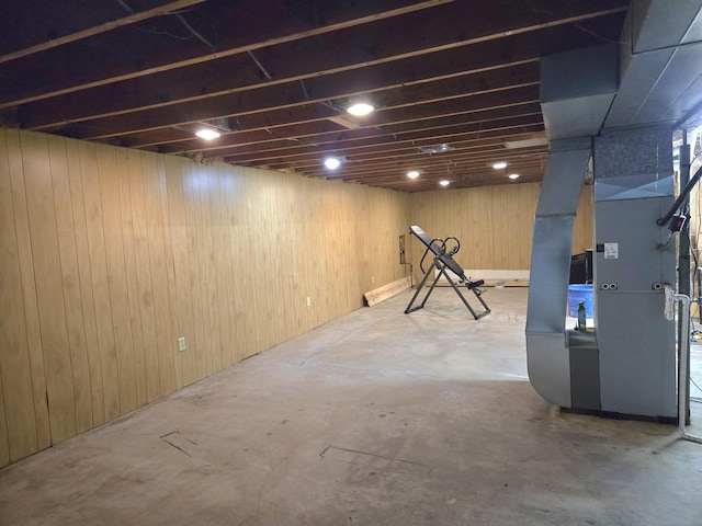 6809 S Joanne Ave, Rochelle, IL 61068 - unfinished below grade area featuring wood walls and heating unit