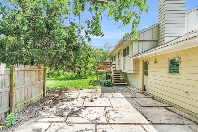 view of patio featuring a deck