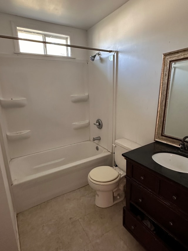 full bathroom with tile patterned flooring, vanity, toilet, and shower / bathtub combination