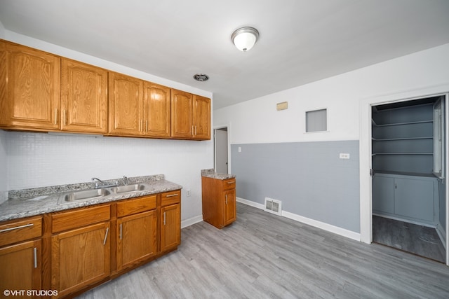 kitchen with sink and light wood-type flooring