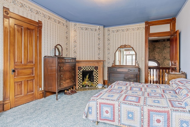 bedroom featuring carpet