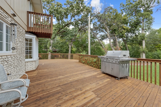 deck featuring grilling area