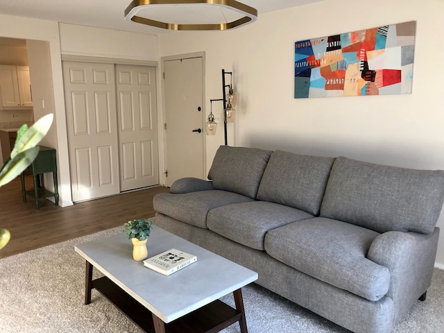 living room with hardwood / wood-style floors