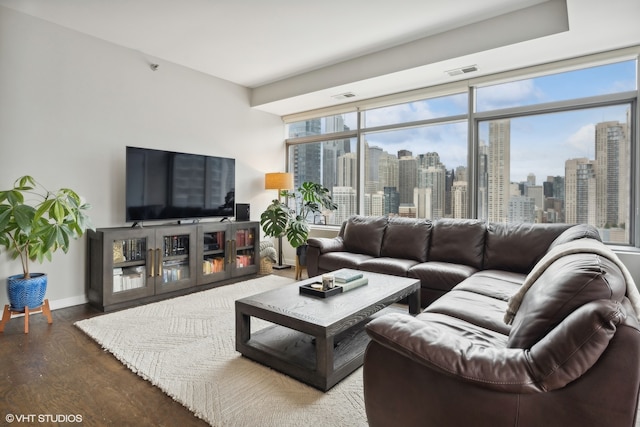 living room featuring hardwood / wood-style flooring