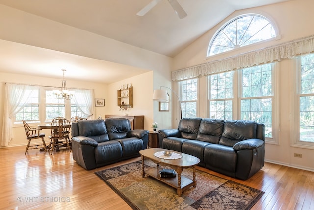 living room featuring light hardwood / wood-style floors and a wealth of natural light