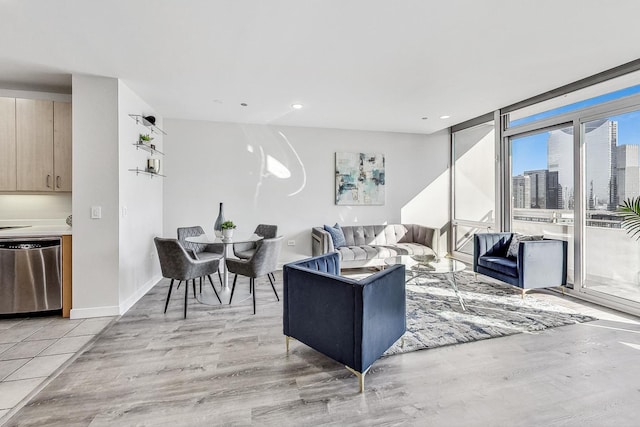 living room featuring light hardwood / wood-style flooring