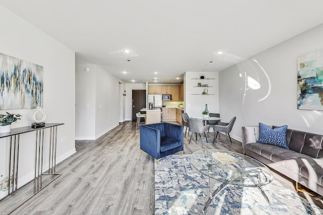 living room featuring light hardwood / wood-style flooring