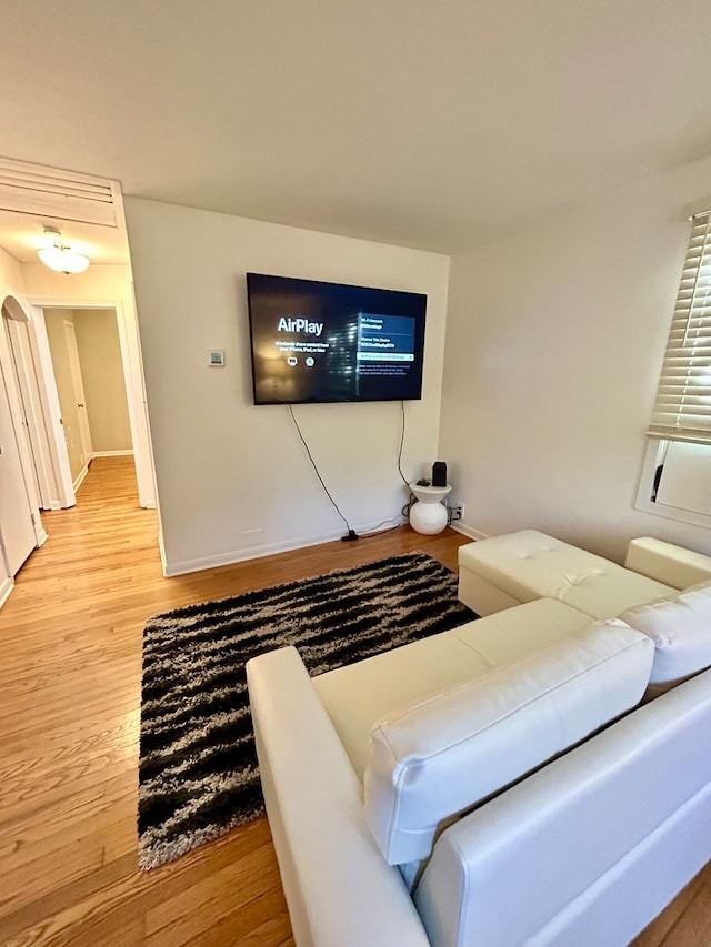 living room featuring light hardwood / wood-style flooring