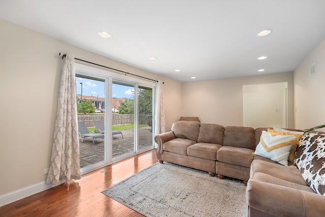 living room featuring light hardwood / wood-style flooring