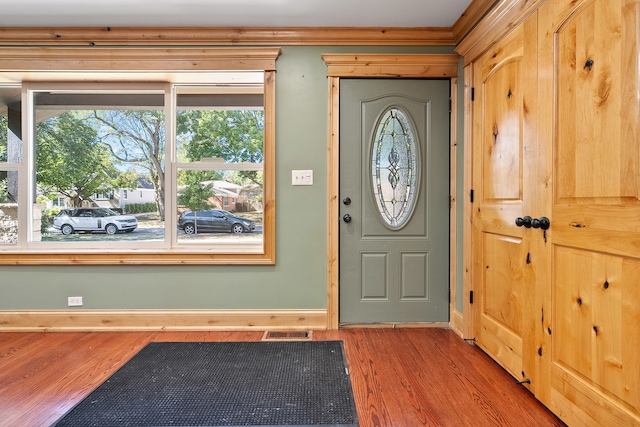 foyer entrance featuring wood-type flooring