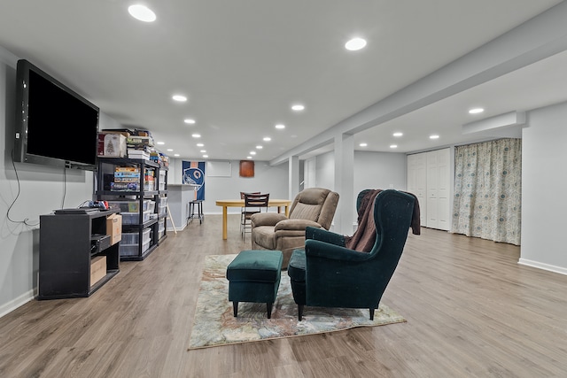 living room with light wood-type flooring