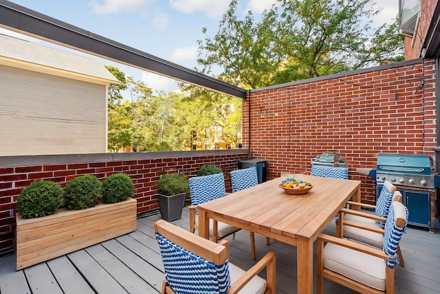 deck featuring grilling area