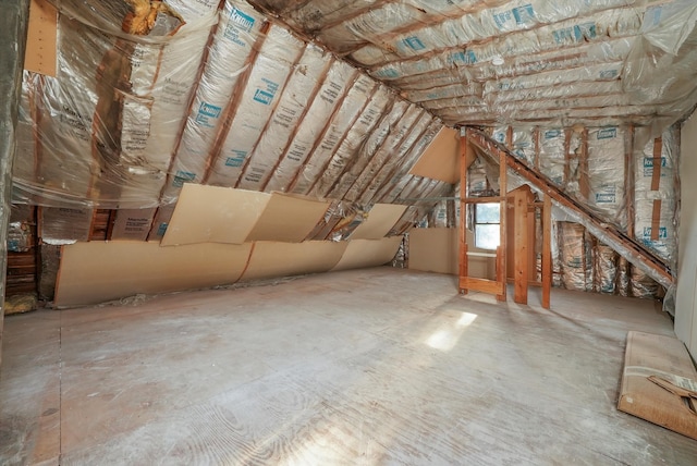 view of unfinished attic