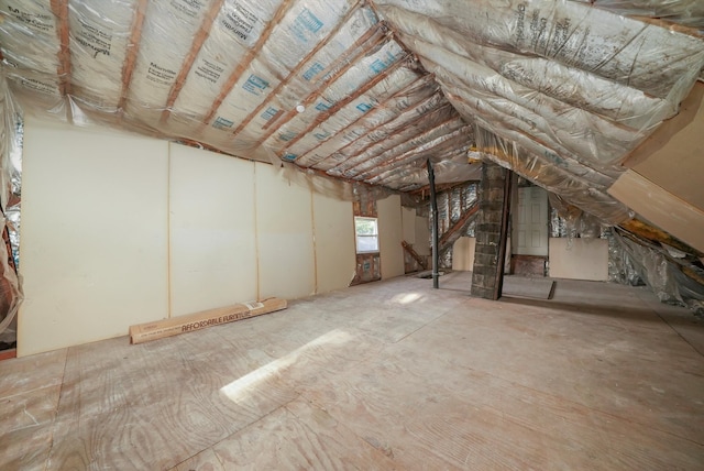 view of unfinished attic