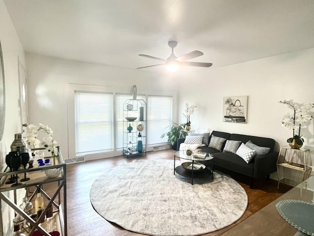 3140 Sherwood Ave, Markham, IL 60428 - living room featuring plenty of natural light, ceiling fan, and wood finished floors