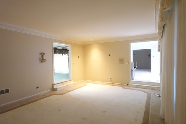 empty room featuring ornamental molding