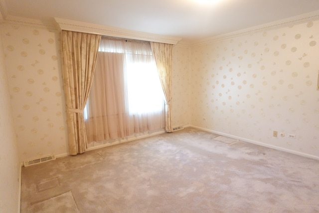 empty room with carpet floors and ornamental molding