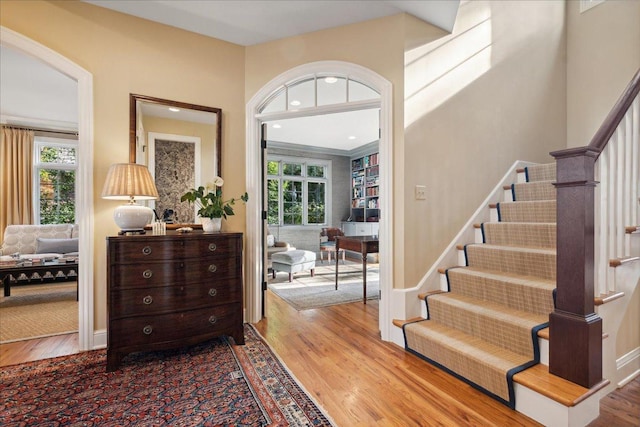 foyer entrance featuring light wood-type flooring