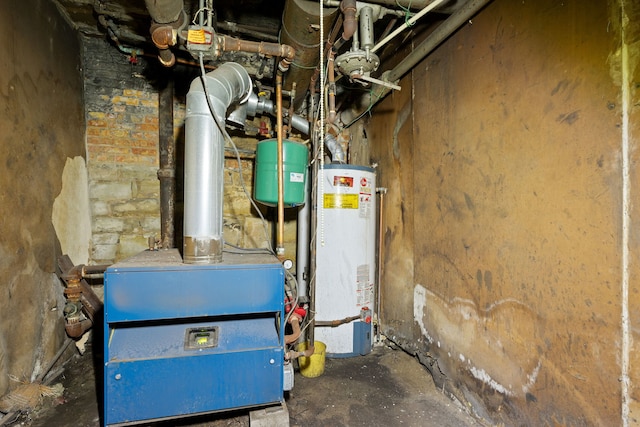 utility room with water heater