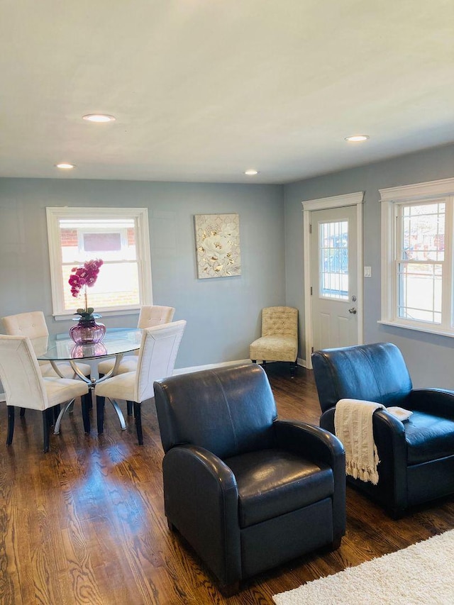 living room featuring dark hardwood / wood-style floors