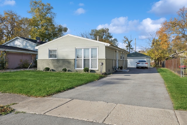 view of front of home with a garage and a front yard