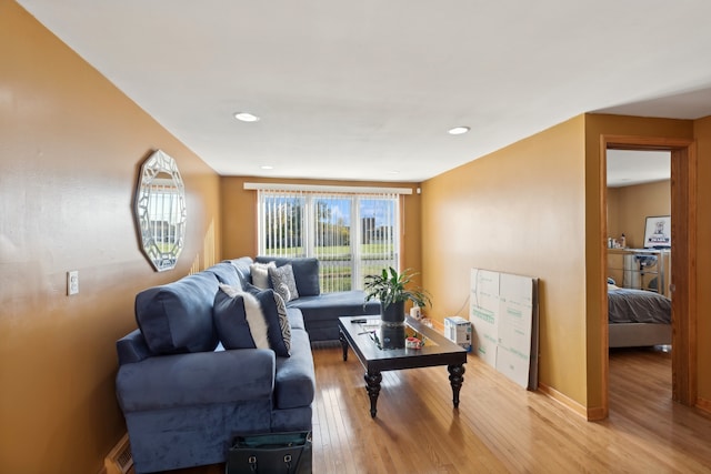 living room featuring light hardwood / wood-style floors