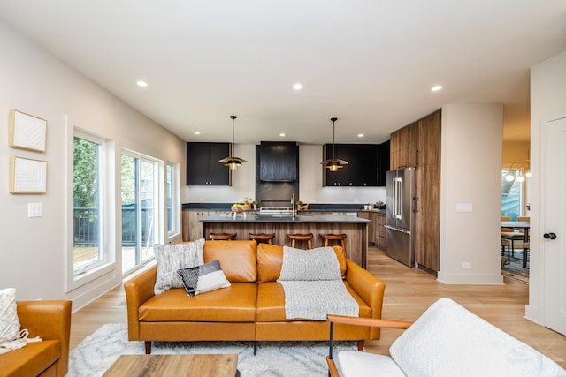 2715 Reese Ave, Evanston, IL 60201 - living room featuring recessed lighting, light wood-type flooring, and baseboards