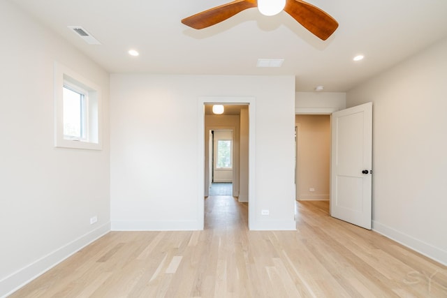2715 Reese Ave, Evanston, IL 60201 - empty room with light wood-style flooring, a ceiling fan, baseboards, and recessed lighting