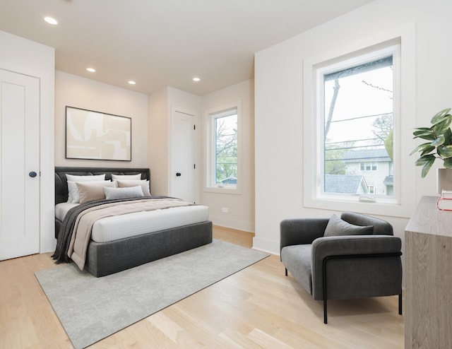 2715 Reese Ave, Evanston, IL 60201 - bedroom with light wood-style floors, recessed lighting, and baseboards