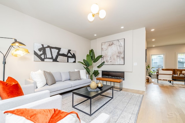 2715 Reese Ave, Evanston, IL 60201 - living area featuring light wood-style floors, recessed lighting, and baseboards