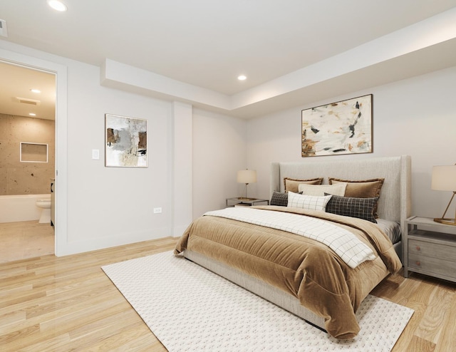 2715 Reese Ave, Evanston, IL 60201 - bedroom with light wood-style flooring, recessed lighting, and ensuite bathroom