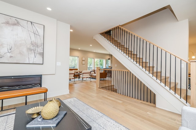 2715 Reese Ave, Evanston, IL 60201 - staircase with wood finished floors and recessed lighting