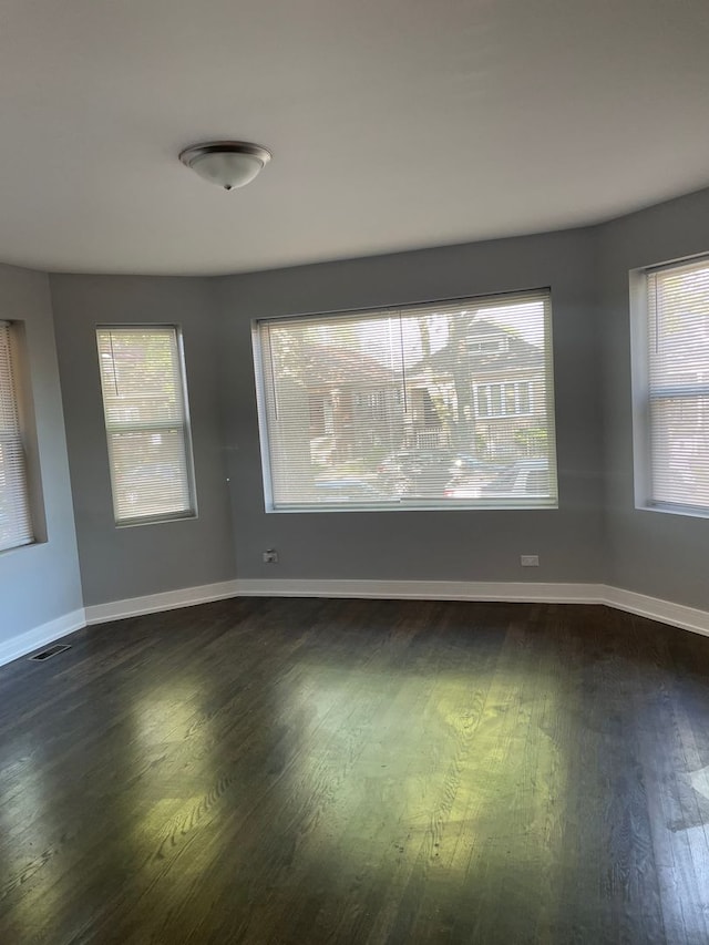 unfurnished room featuring dark wood-type flooring