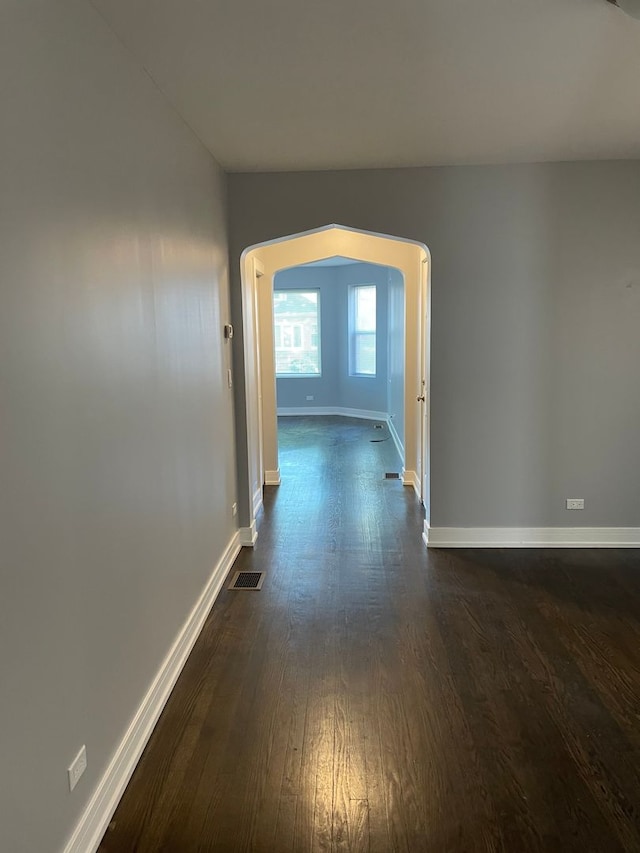 hall featuring dark hardwood / wood-style flooring