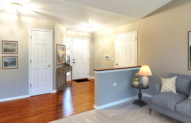 living area featuring hardwood / wood-style floors