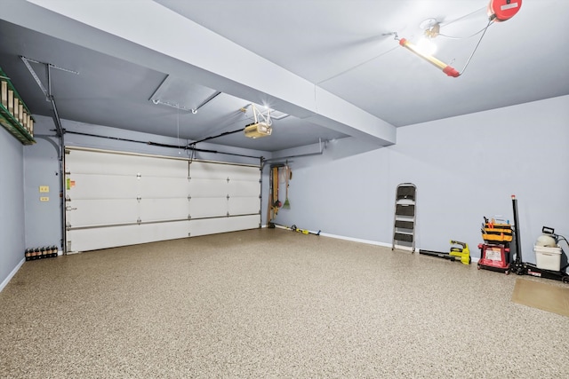 garage with a garage door opener